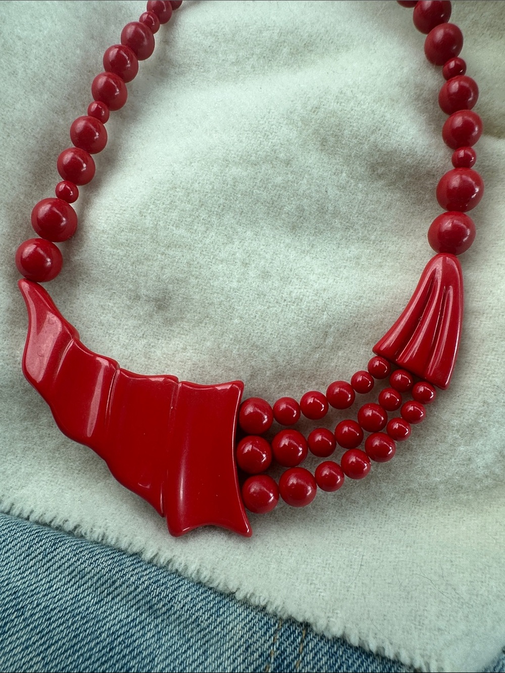 Vintage Bold Red Statement Beaded Necklace